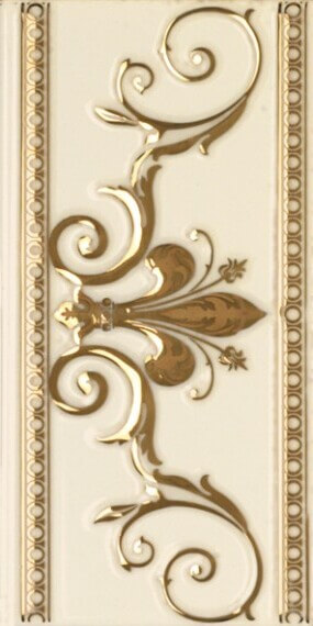 Бордюр APE Noblesse Cenefa Noblesse Marfil Gold, 10x20, под обои, бежевый, глянцевый
