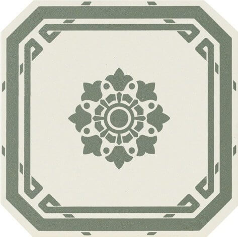 Керамогранит Ceramica Grazia Old England Ottagono DEC ED Bath, 20x20, орнамент, белый, матовый