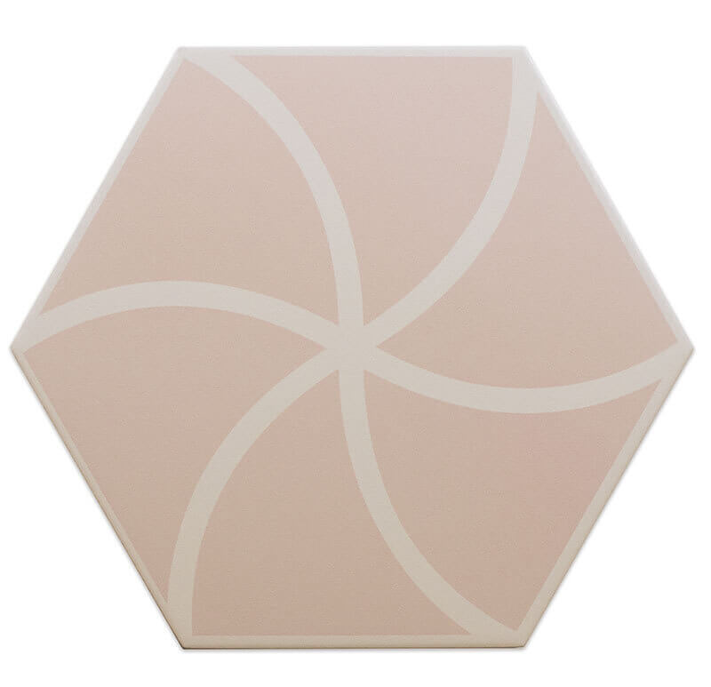 Керамогранит DNA Tiles Fancy Waves Pink, 20x23, геометрия, розовый, матовый