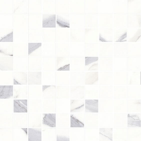Мозаика Sant'Agostino Themar Mos Statuario Venato Wall, 25x25, под мрамор, белая, матовая