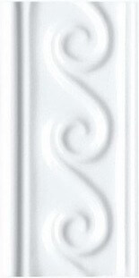 Бордюр Adex Neri Relieve Olas PB Blanco Z, 7.5x15, под обои, белый, глянцевый