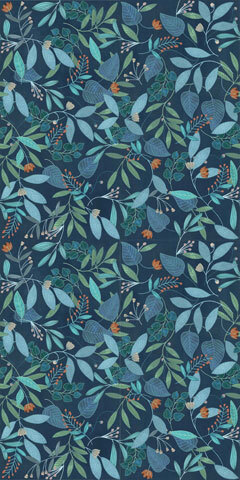 Настенная плитка Dado Ceramica Wallpapers Blue Forest, 60x120, флора, синяя, матовая