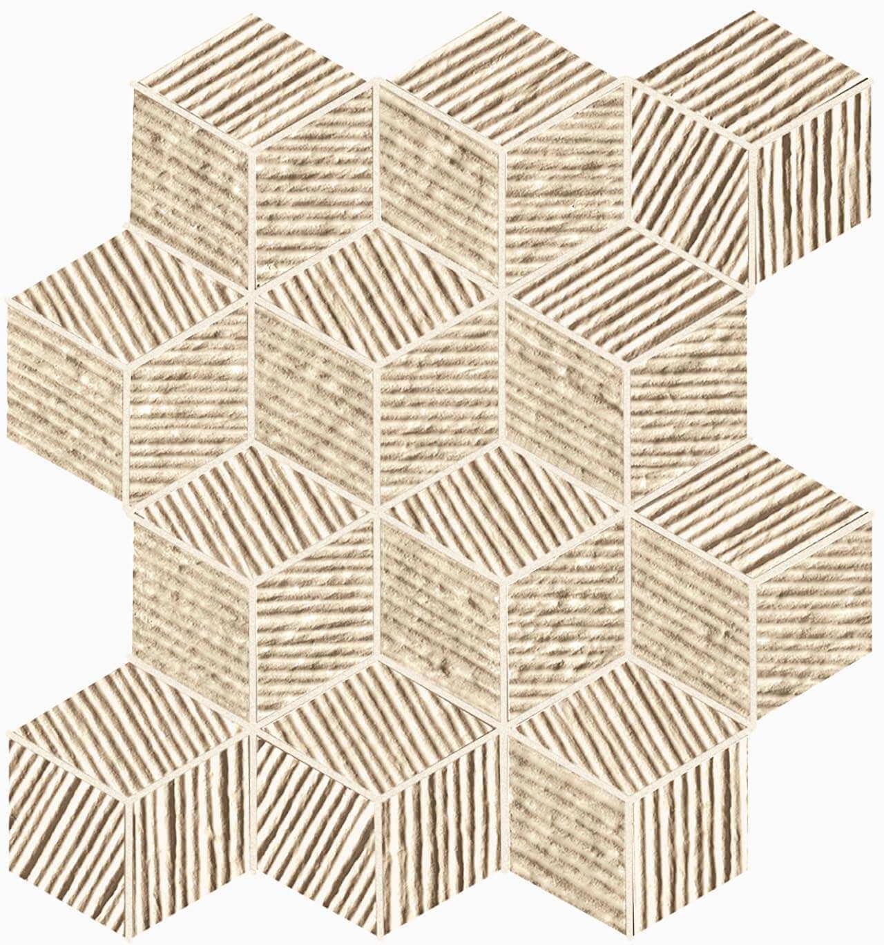 Мозаика FAP Ceramiche Lumina Glam Mos. Almond Cube, 22.5x26, геометрия, золотая, рельефная