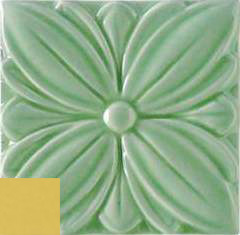 Декор Ceramica Grazia Listelli Tozz. Alloro Oro, 6.5x6.5, под обои, жёлтый, глянцевый