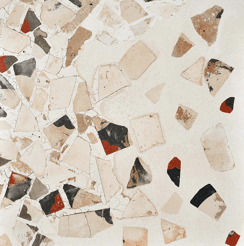 Керамогранит Fioranese Ceramica I Cocci Spaccato Calce Nat/Ret, 90x90, имитация терраццо, бежевый, матовый