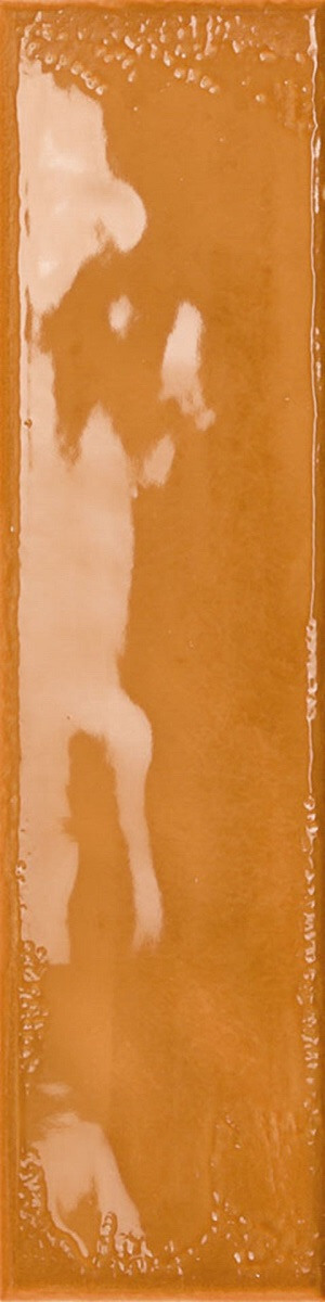 Настенная плитка Prissmacer Rain Kaki, 7.5x30, под майолику, оранжевая, глянцевая