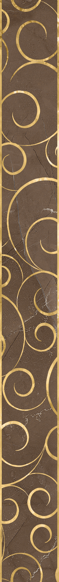 Бордюр LB-Ceramics Миланезе Дизайн Флорал марроне, 6x60, под мрамор, коричневый, глянцевый