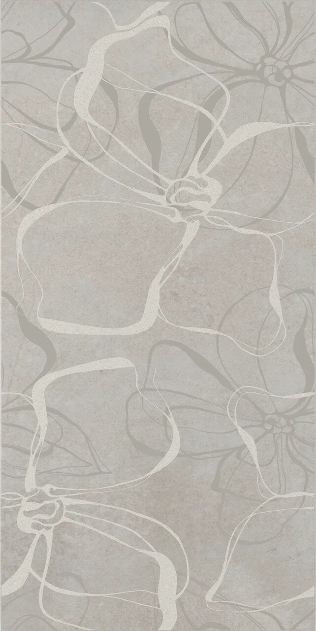 Декор Creto Naomi Graphite, 30x60, флора, серый, матовый