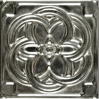 Вставка Kavarti Kaleidoscope Nickel, 7.5x7.5, орнамент, серебряная, лаппатированная