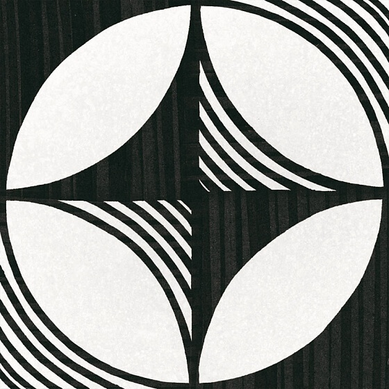 Керамогранит Equipe Caprice Deco Compass B&W, 20x20, геометрия, белый, матовый