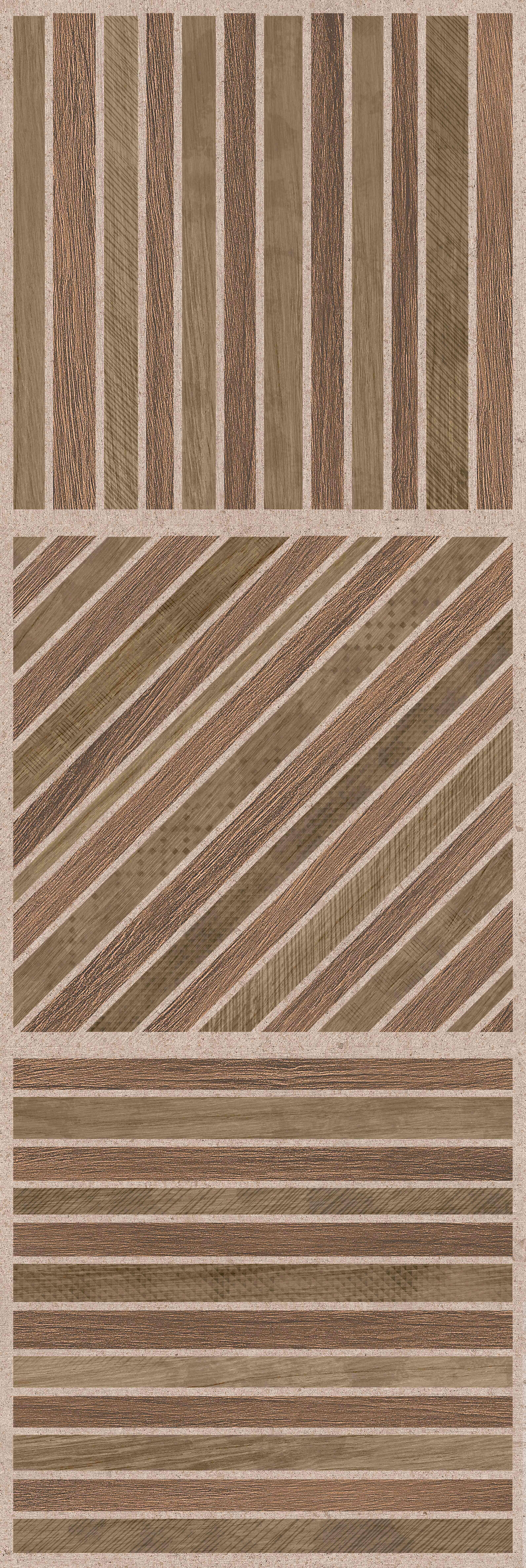 Настенная плитка Creto Salutami Mix, 20x60, геометрия, коричневая, матовая