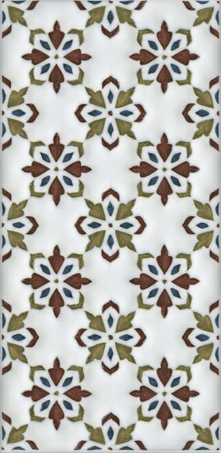 Декор Kerama Marazzi Клемансо орнамент  (8), 7.4x15, орнамент, мультиколор, глянцевый