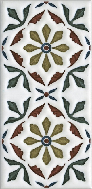 Декор Kerama Marazzi Клемансо орнамент  (7), 7.4x15, орнамент, мультиколор, глянцевый