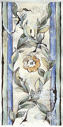 Бордюр ABK Petraia List. Decorato Azzurro, 12.5x25, с рисунком, зелёный, матовый