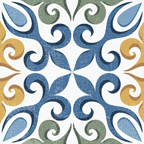 Керамогранит Ceracasa Ceramica Antic Deco 3, 22.3x22.3, кракелюр, синий, матовый