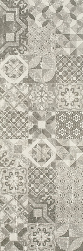 Настенная плитка Paradyz Pure City Grys Rekt. Decor, 29.8x89.8, пэчворк, серая, матовая