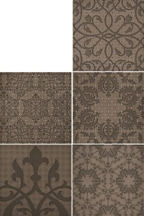 Керамогранит Bardelli Marcel Wanders Minoo D1 (mix 5 pz), 20x20, орнамент, коричневый, матовый