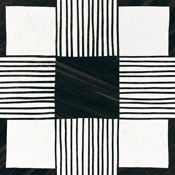Керамогранит Equipe Caprice Deco Cloth B&W, 20x20, геометрия, белый, матовый