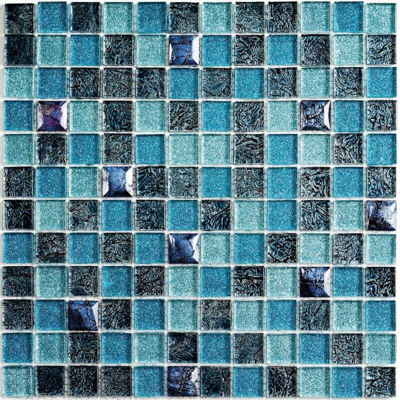 Мозаика Bonaparte Mosaics Satin Blue, 30x30, под камень, голубая, глянцевая