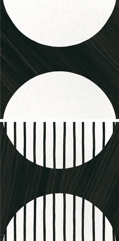 Керамогранит Equipe Caprice Deco Moonline B&W, 20x20, геометрия, белый, матовый