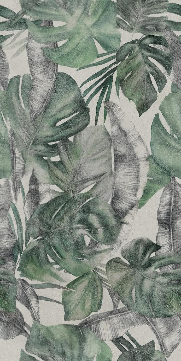 Настенная плитка Dado Ceramica Wallpapers Palma, 60x120, флора, серая, матовая