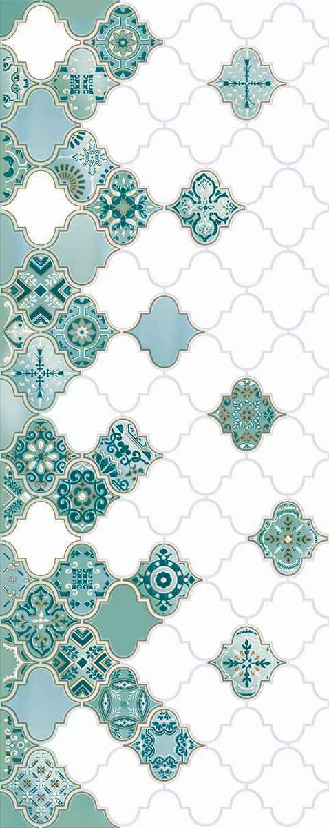 Декор Azori Calypso 2, 20.1x50.5, орнамент, белый, глянцевый