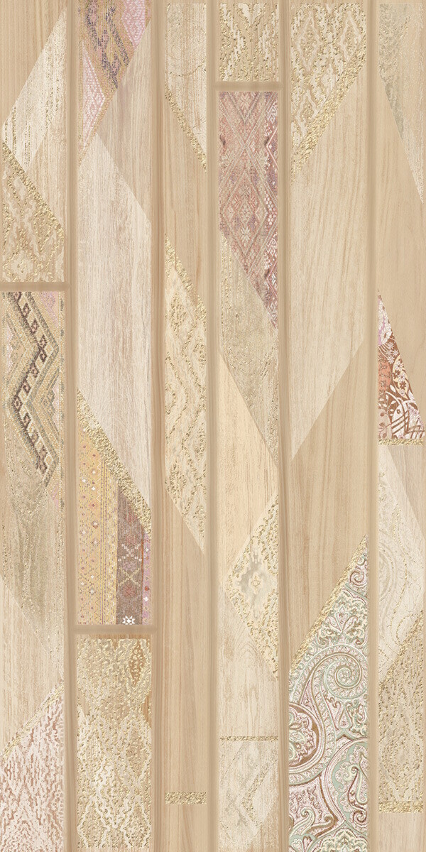 Декор Azori Rustic Vintage 1, 31.5x63, орнамент, бежевый, матовый