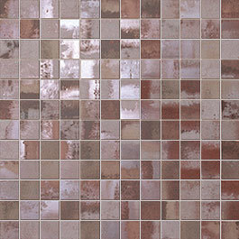 Мозаика FAP Ceramiche Evoque Acciaio Copper Mosaico, 30.5x30.5, под металл, коричневая, глянцевая