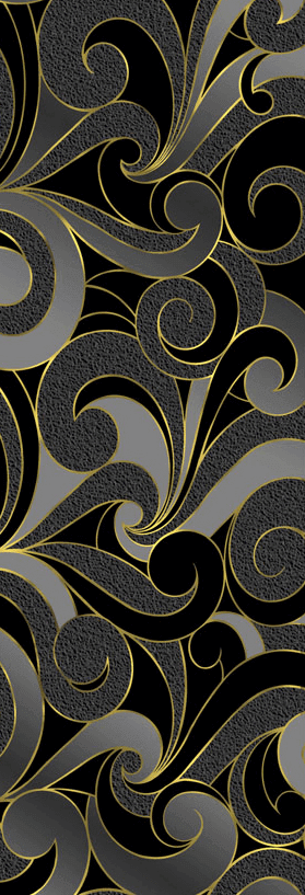 Декор CeDam Lustri DEC Ricciolo Nero, 20x50, под обои, чёрный, глянцевый