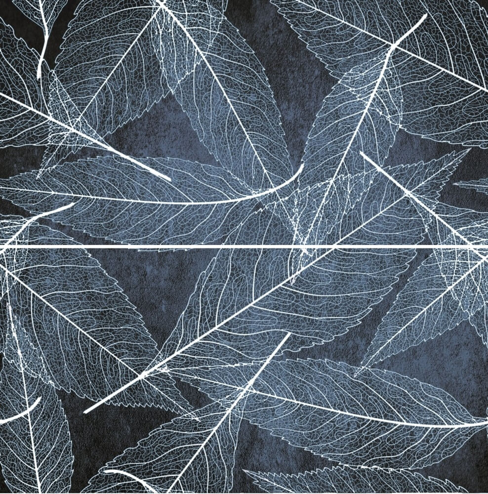 Панно Ceramika Konskie Tampa Blue Rect (2), 60x60, флора, синее, глянцевое