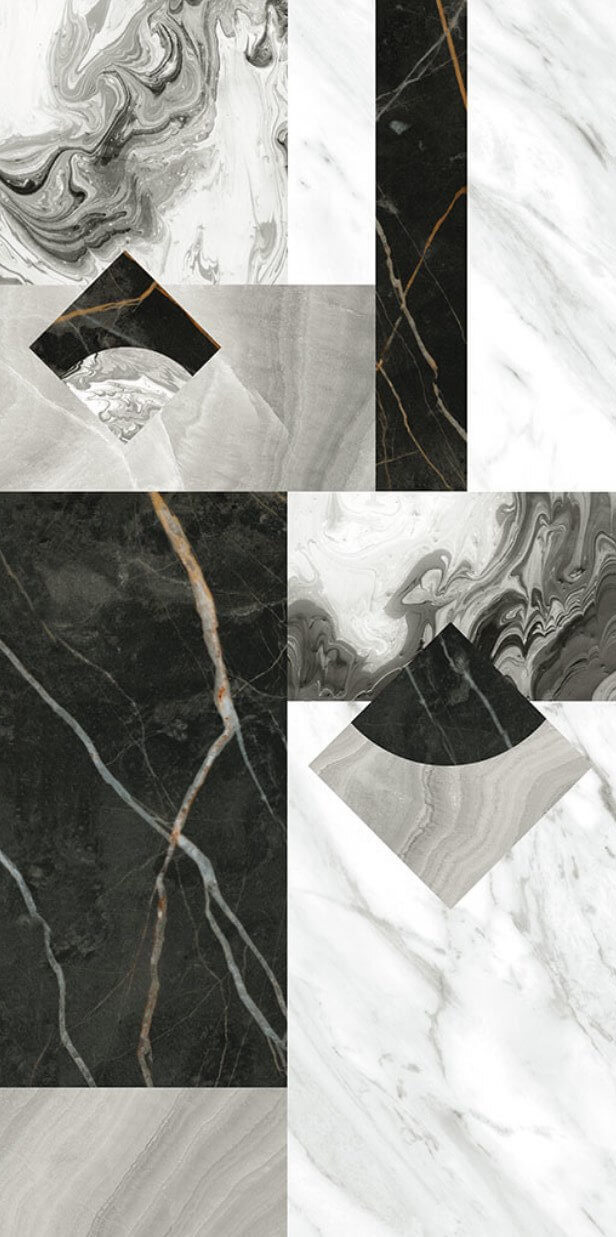 Керамогранит Ceracasa Ceramica Manhattan Deco Fusion Gloss, 49.1x98.2, под мрамор, серый, полированный