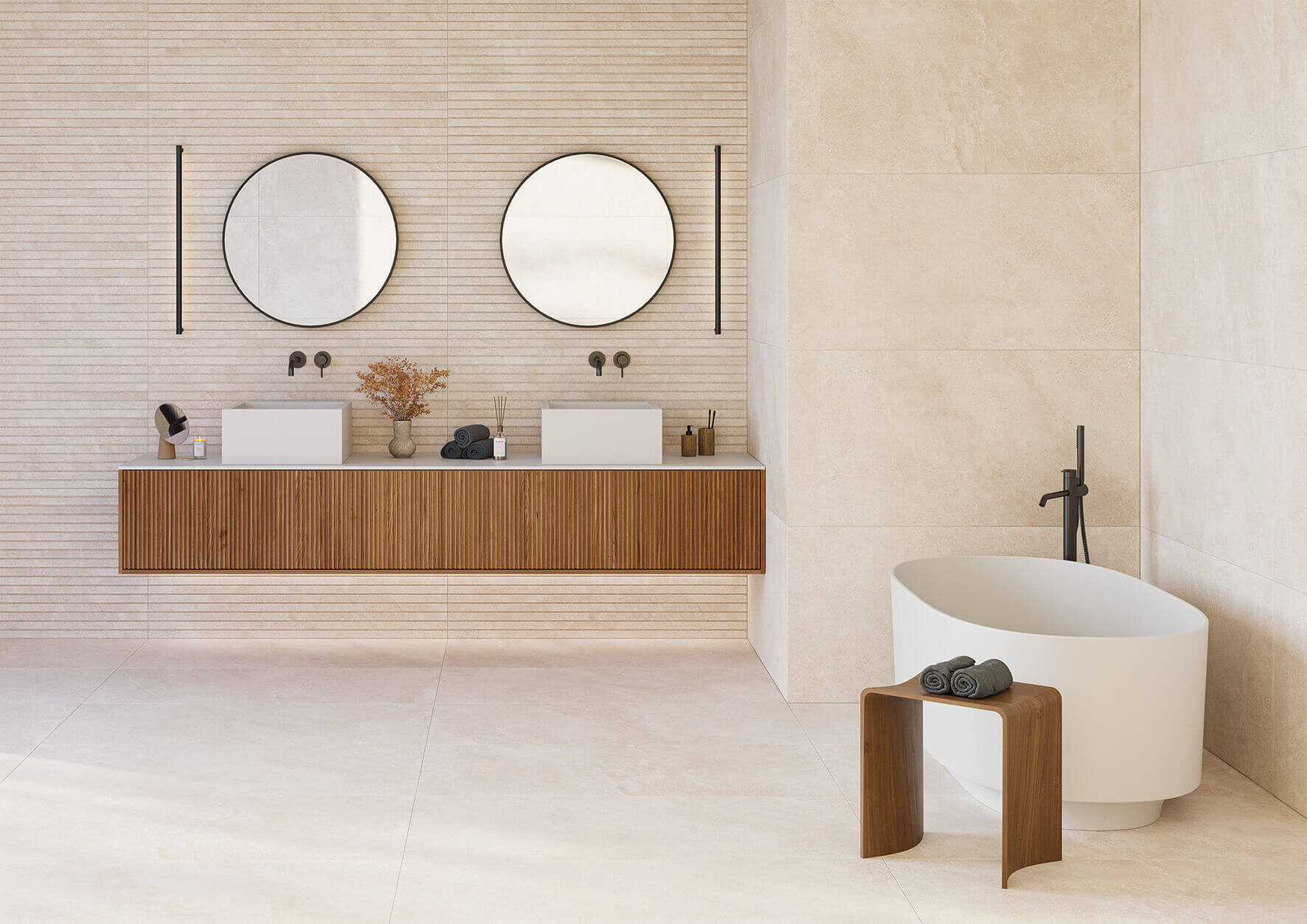 Керамогранит Ibero Lune Concept Beige MATE, 60x120, под камень, бежевый, матовый