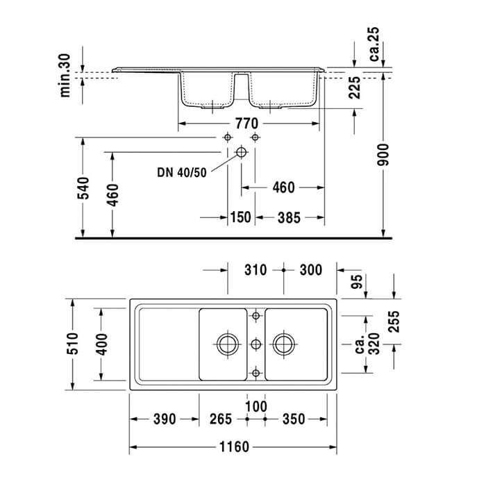 Кухонная мойка Duravit Cassia 7513110000, цвет белый-4