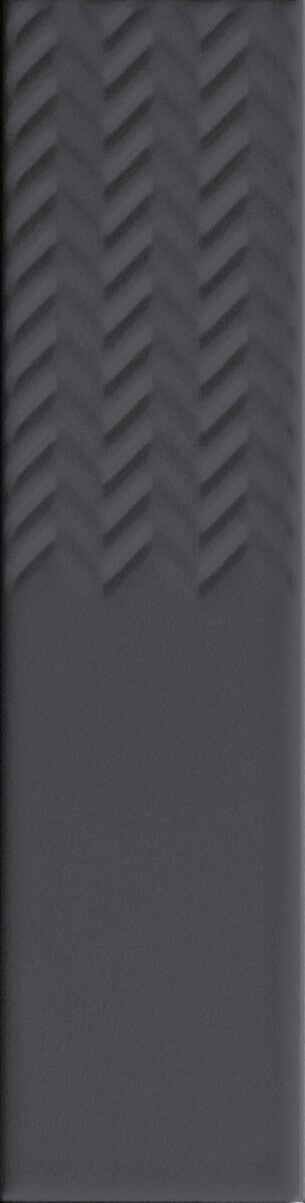 Настенная плитка 41zero42 Biscuit Waves Notte, 5x20, моноколор, чёрная, матовая