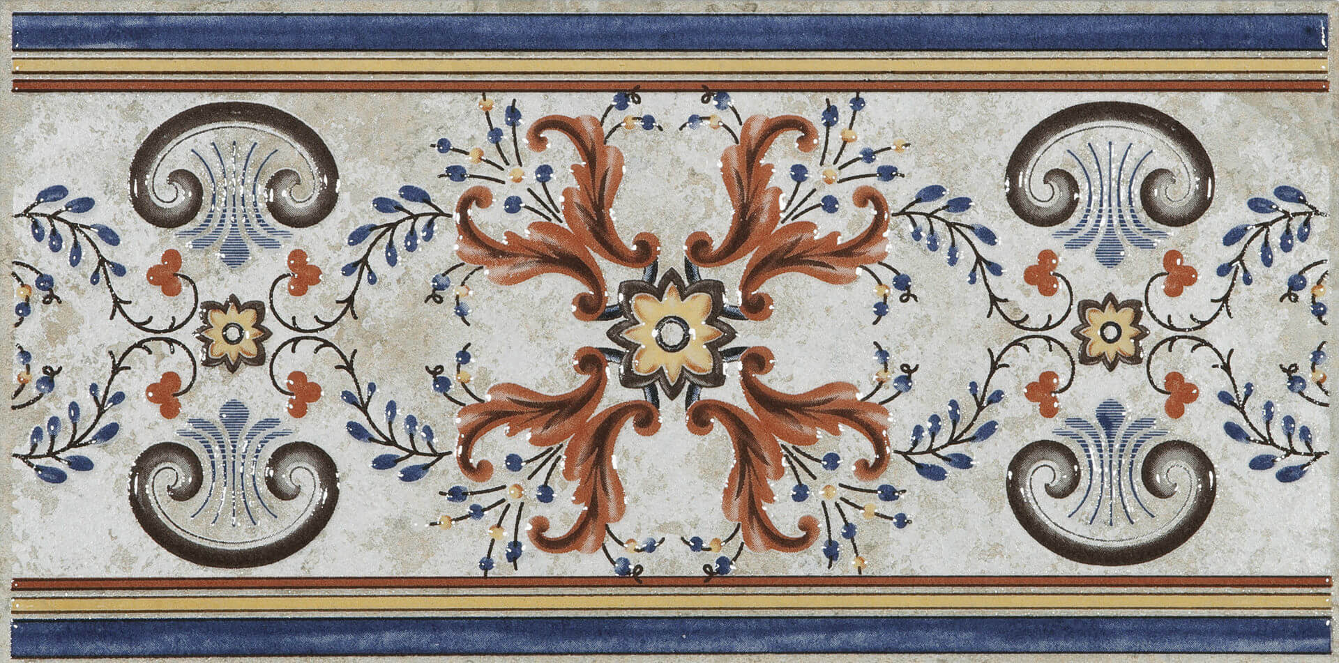 Бордюр Azuliber Aitana Cenefa Aitana Blanco, 16.5x33.3, с рисунком, мультиколор, матовый