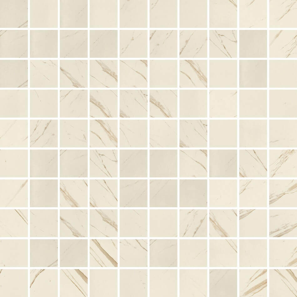 Мозаика Versace Marble Mosaico T100 Bianco Nat/Lap, 29.1x29.1, под мрамор, белая, лаппатированная