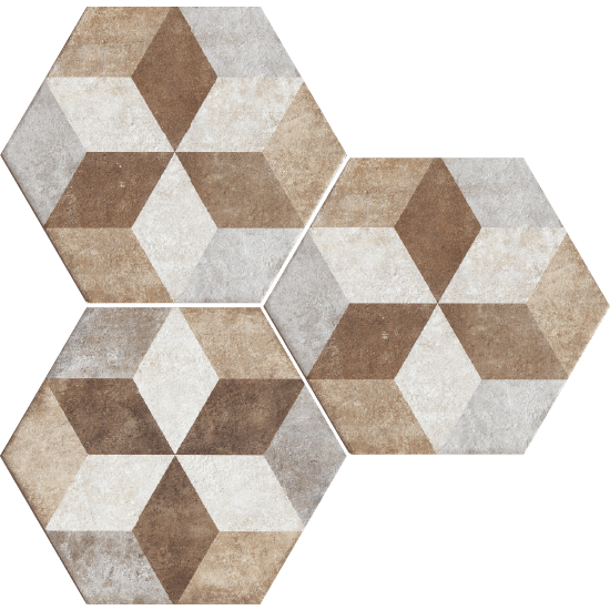 Керамогранит Fioranese Ceramica Heritage Exagona Texture 4, 34.5x40, под бетон, бежевый, матовый