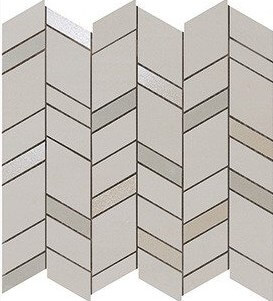 Мозаика Atlas Concorde Mek Medium Mosaico Chevron Wall, 30.5x30.5, под металл, серая, матовая