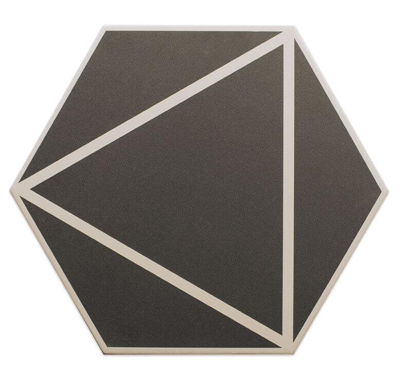 Керамогранит DNA Tiles Fancy Lines Graphite, 20x23, геометрия, коричневый, матовый