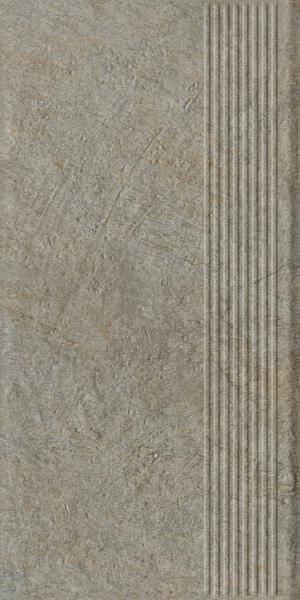 Ступень Paradyz Eremite Taupe Stopnica Prosta Struktura Mat, 30x60, под камень, серая, матовая