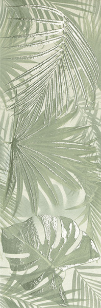Настенная плитка FAP Ceramiche Deco&More Tropical Green, 25x75, под обои, зелёная, матовая