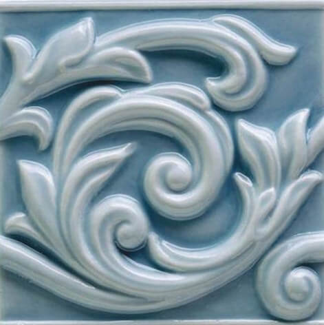 Декор Ceramica Grazia Essenze Voluta Genziana, 13x13, орнамент, голубой, глянцевый