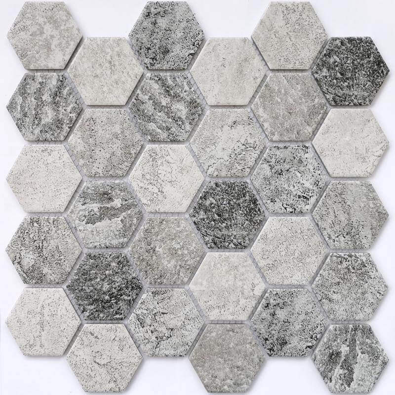 Мозаика Bonaparte Mosaics Olmeto Grey, 27.1x28.2, под камень, серая, матовая