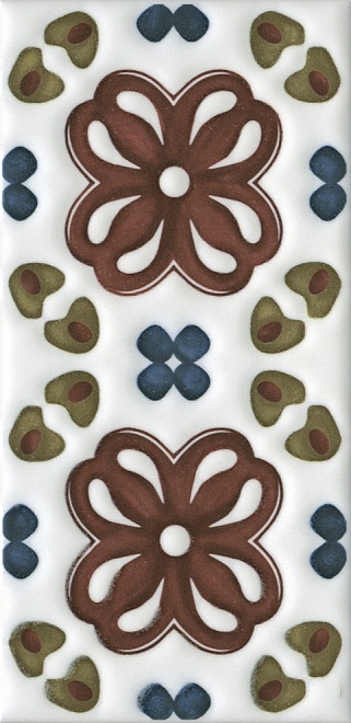 Декор Kerama Marazzi Клемансо орнамент  (5), 7.4x15, орнамент, мультиколор, глянцевый