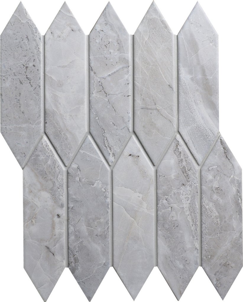 Мозаика Bonaparte Mosaics Level light, 25.5x31.3, под камень, серая, матовая