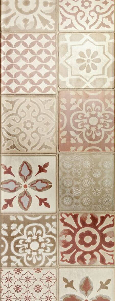 Декор Ragno Frame Cream, 25x75, пэчворк, бежевый, глянцевый