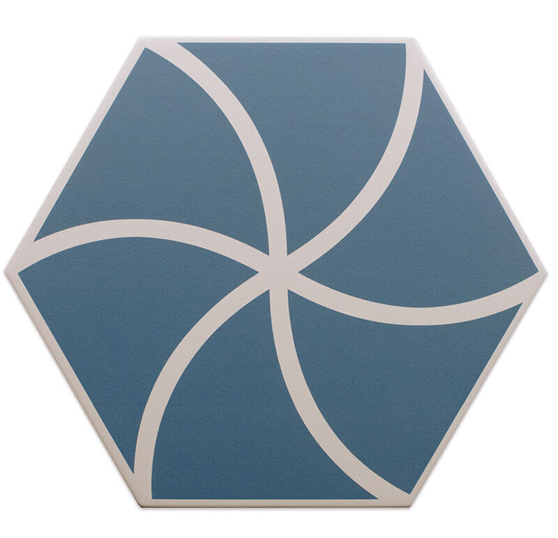 Керамогранит DNA Tiles Fancy Waves Ocean, 20x23, геометрия, синий, матовый