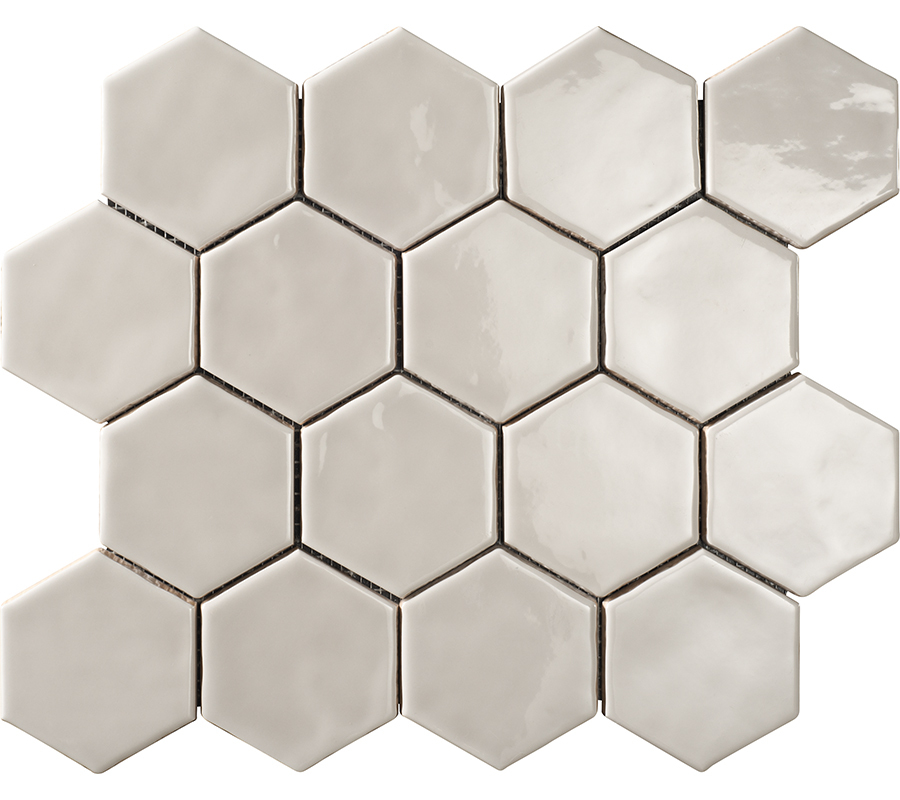 Мозаика Amadis Fine Tiles Art Deco Glossy on Mesh Hibiscus, 28x32, под майолику, серая, глянцевая