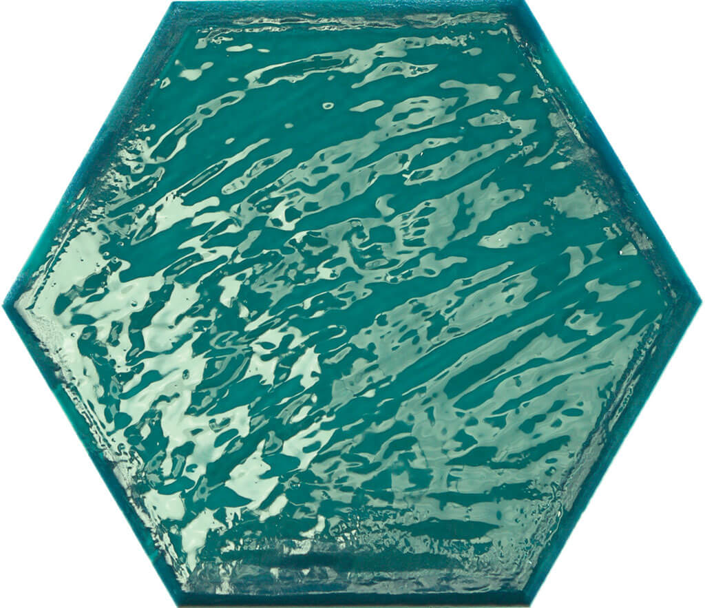 Керамогранит Prissmacer Rain Aquamarine Hex, 19.8x22.8, под майолику, синий, глянцевый