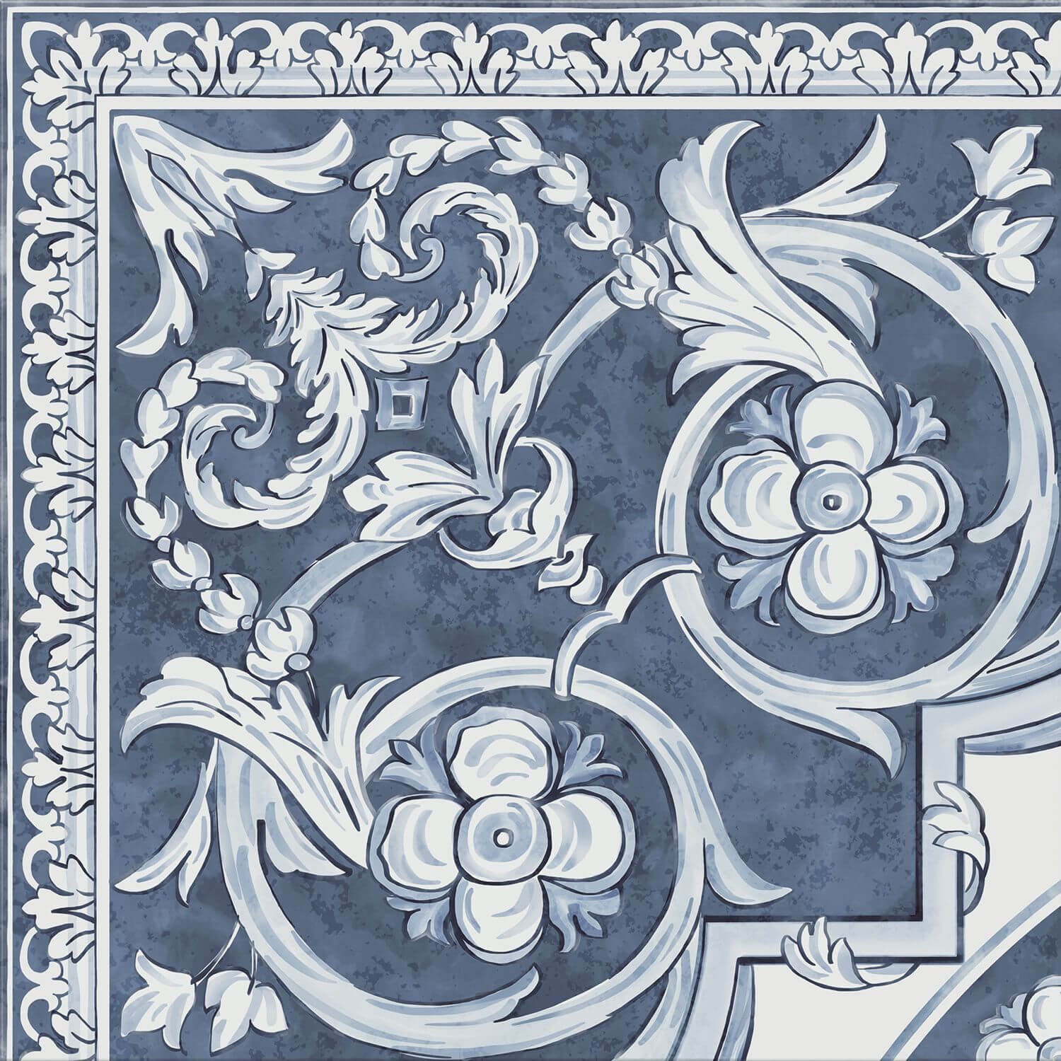 Декор Kerama Marazzi Алмаш Угол cиний, 30x30, орнамент, белый, матовый